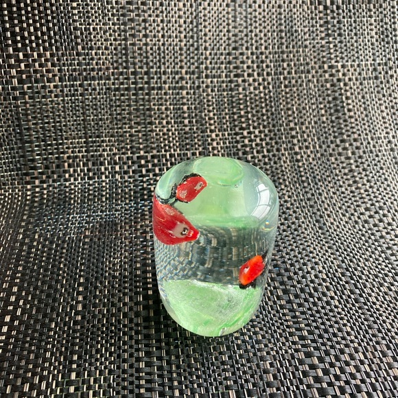 Art Glass Paperweight with Two Red Fishes, like a small Aquarium, Vintage - Picture 4 of 7